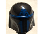 Pearl Dark Gray Minifigure, Headgear Helmet with Holes, SW Mandalorian with Blue and Light Bluish Gray Pattern