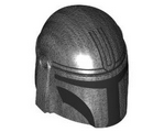 Pearl Dark Gray Minifigure, Headgear Helmet with Holes, SW Mandalorian with Black Top Lines and Visor Pattern