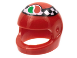 Red Minifigure, Headgear Helmet Motorcycle (Standard) with Checkered Stripe and Octan Logo Pattern