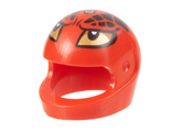 Red Minifigure, Headgear Helmet Motorcycle (Standard) with Gold Eyes and Horns, Black Scales Pattern