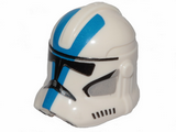 White Minifigure, Headgear Helmet SW Clone Trooper (Phase 2) with Black Visor and Blue and Light Bluish Gray 501st Legion Markings Pattern