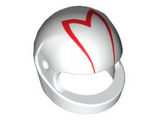 White Minifigure, Headgear Helmet Motorcycle (Standard) with Red 'M' Pattern