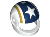 White Minifigure, Headgear Helmet Motorcycle (Standard) with Gold and Blue Stripes and White Stars Pattern