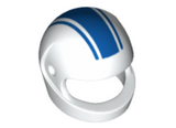 White Minifigure, Headgear Helmet Motorcycle (Standard) with 3 Blue Stripes Pattern