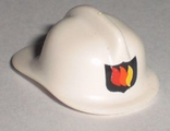 White Minifigure, Headgear Fire Helmet with Fire Logo Pattern