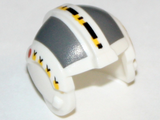 White Minifig, Headgear Helmet SW Rebel Pilot with Dark Bluish Gray Rectangles Pattern (Wedge, Set 6212)