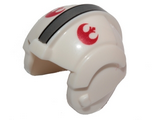 White Minifig, Headgear Helmet SW Rebel Pilot with Dark Bluish Gray Stripe and Red Rebel Logo Pattern (Will Scotian)