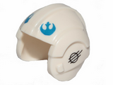 White Minifigure, Headgear Helmet SW Rebel Pilot with Blue Rebel Logo and Black Stripes with Circle on Sides Pattern