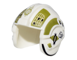 White Minifigure, Headgear Helmet SW Rebel Pilot with Olive Green Stripes and Tan Grids, Black Line on Lower Edge Pattern (Jon 'Dutch' Vander, Gold Leader)