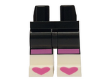 Black Hips and Legs with Molded White Lower Legs / Boots and Printed Dark Pink Knee Stripes and Hearts on Toes Pattern