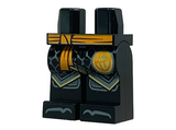Black Hips and Legs with Orange Sash, Ninjago Logogram Letter C in Circle, Dark Bluish Gray Robe Ends with Gold Trim, Knee Pads and Toes Pattern