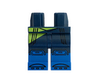 Dark Blue Hips and Legs with Blue Boots, Knee Pads, Straps and Lime Green Stripe Pattern
