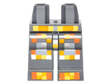 Dark Bluish Gray Hips and Legs with Pixelated Orange, Yellow and Silver Armor Pattern