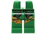 Green Hips and Legs with Dark Green Belt and Black Markings and Gold Dragon Tail Pattern