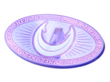 Trans-Purple Minifigure, Shield Elliptical with White Crescent Moon, Medium Lavender Border Pattern