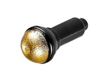 Black Minifigure, Utensil Microphone with Gold Top Half Screen Pattern