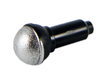 Black Minifigure, Utensil Microphone with Metallic Silver Top Half Screen Pattern