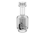 Trans-Clear Minifigure, Utensil Bottle with Black Sailing Ship Pattern