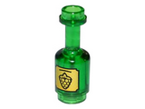 Trans-Green Minifigure, Utensil Bottle with Black Grapes on Gold Background Label Pattern