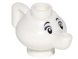 White Minifigure, Utensil Teapot with Black Eyes, Eyebrows, and Eyelashes, Lavender Eye Shadow Pattern (Mrs. Potts)