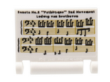 White Minifigure, Utensil Book Cover with Sheet Music, Musical Notes, 'Sonata No.8 Pathètique 2nd Movement Ludwig van Beethoven' Pattern