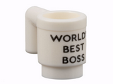 White Minifigure, Utensil Cup with Black 'WORLD'S BEST BOSS' Pattern
