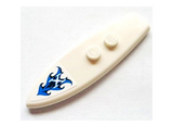 White Minifigure, Utensil Surfboard Standard with Black and Blue Waves and White Letter 'X' Pattern (Sticker) - Set 60011