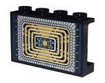 Black Panel 1 x 4 x 2 with Side Supports - Hollow Studs with Gold Concentric Rectangles, Light Bluish Gray Border and Dark Blue Edges (Quantum Tunnel) Pattern (Sticker) - Set 76266