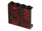 Black Panel 1 x 4 x 3 with Side Supports - Hollow Studs with Red Shadow the Hedgehog Minifigure Diagram, Graph, Circles and Keypad Pattern