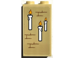 Tan Panel 1 x 2 x 3 with Side Supports - Hollow Studs with 3 Candles and Bricks Pattern 1 (Sticker) - Set 76399