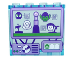 Trans-Light Blue Panel 1 x 4 x 3 with Side Supports - Hollow Studs with Miles Morales, Green Goblin, Ghost-Spider, and Sandman Heads and Lighthouse on Control Screen Pattern