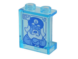 Trans-Light Blue Panel 1 x 2 x 2 with Side Supports - Hollow Studs with Minifigure, Hat, Glasses, and Beard (2D-Gong / Infomanic) with Text Bubble Pattern (Sticker) - Set 80054