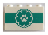 White Panel 1 x 4 x 2 with Side Supports - Hollow Studs with Paw Print on Dark Turquoise EMT Star of Life and Stripe Pattern
