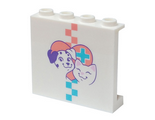 White Panel 1 x 4 x 3 with Side Supports - Hollow Studs with Dog, Cat, and Coral and Medium Azure Checkered Stripe, Heart, and Hospital Cross Pattern