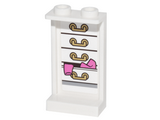 White Panel 1 x 2 x 3 with Side Supports - Hollow Studs with 4 Drawers and Clothes Hanging Out on Inside Pattern (Sticker) - Set 41067
