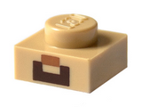 Tan Plate 1 x 1 with Dark Nougat and Brown Geometric Pattern (Minecraft Steve Mouth and Goatee)