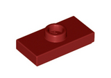 Dark Red Plate, Modified 1 x 2 with 1 Stud with Groove and Bottom Stud Holder (Jumper)