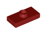 Dark Red Plate, Modified 1 x 2 with 1 Stud with Groove (Jumper)