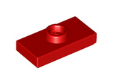 Red Plate, Modified 1 x 2 with 1 Stud with Groove (Jumper)