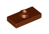 Reddish Brown Plate, Modified 1 x 2 with 1 Stud with Groove and Bottom Stud Holder (Jumper)