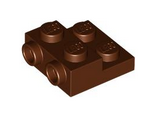 Reddish Brown Plate, Modified 2 x 2 x 2/3 with 2 Studs on Side - Hollow Bottom Tube