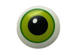 White Plate, Round 2 x 2 with Rounded Bottom with Lime Eye with Green Outline Pattern (HP Dobby Eye)