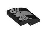 Black Slope, Curved 2 x 2 x 2/3 with White Spider Pattern