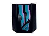 Black Slope, Curved 2 x 2 Lip with Dark Turquoise and Lavender Lightning Energy and Number 4 Pattern