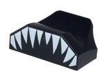 Black Slope, Curved 1 x 2 x 2/3 Wing End with White Pointed Teeth Pattern