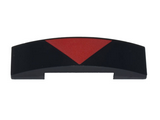 Black Slope, Curved 4 x 1 x 2/3 Double with Red Triangle Pattern