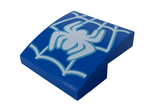 Blue Slope, Curved 2 x 2 x 2/3 with White Spider and Web Pattern
