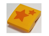 Bright Light Orange Slope, Curved 2 x 2 x 2/3 with Two Orange Stars on Transparent Background Pattern (Sticker) - Set 40228