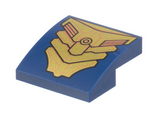 Dark Blue Slope, Curved 2 x 2 x 2/3 with Gold and Copper Armor Plates Pattern