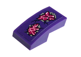 Dark Purple Slope, Curved 2 x 1 x 2/3 with Magenta Crystals and Black Cracks Pattern (Sticker) - Set 71771